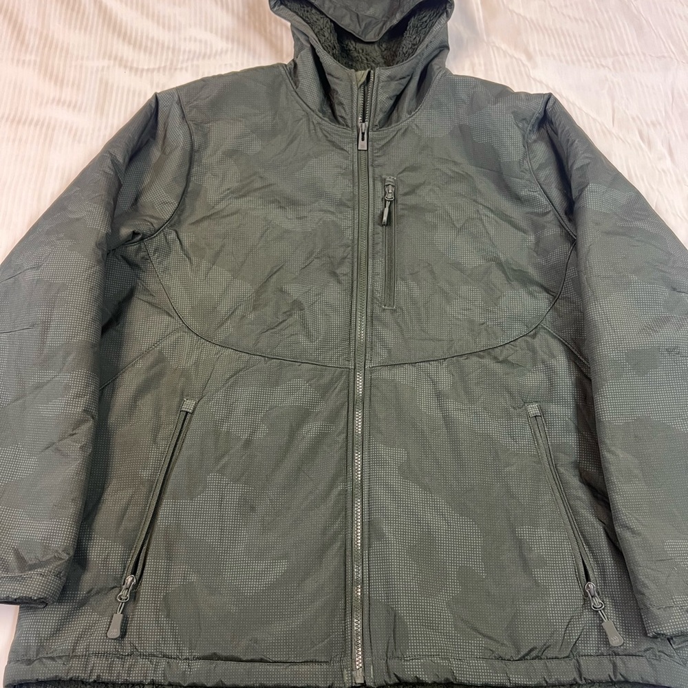 All in Motion Soft Shell Sherpa Men's Green Hooded Jacket XL